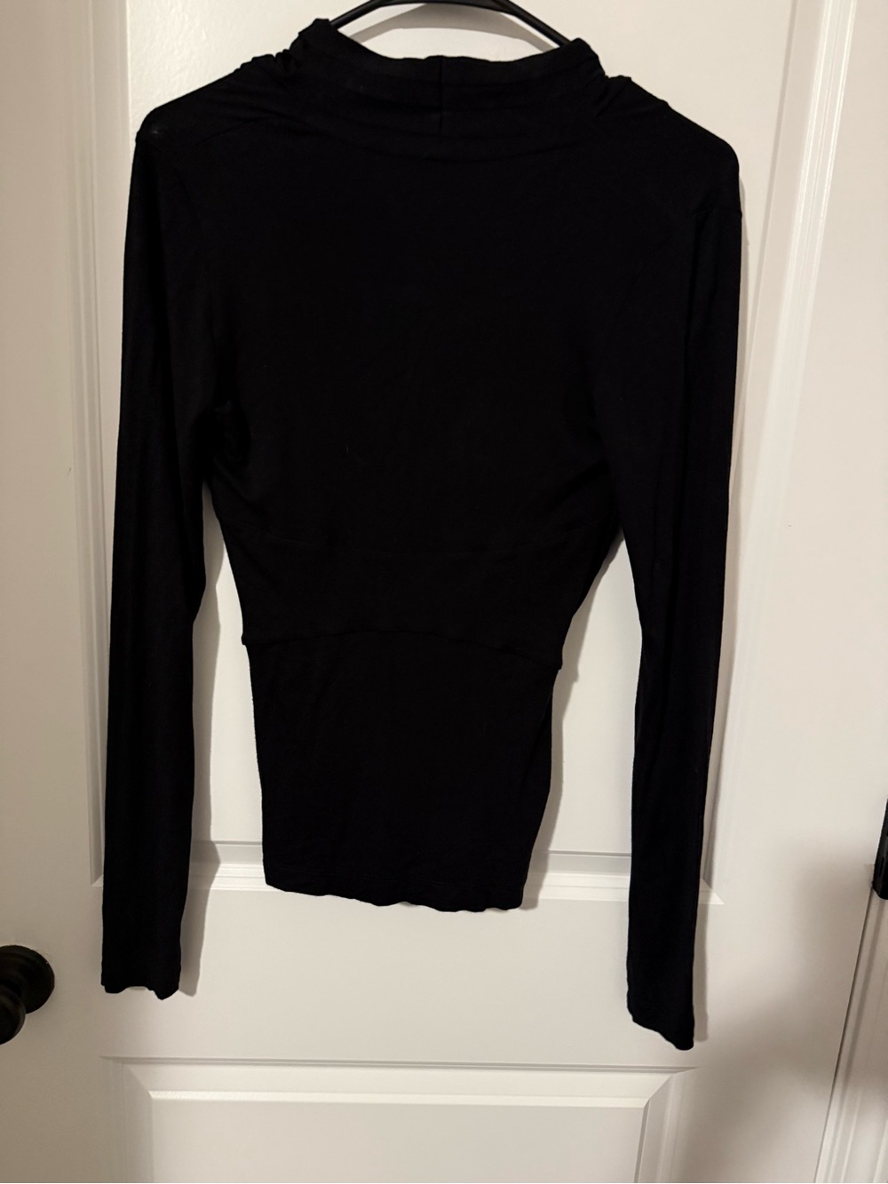BCBGMaxAzria Black Draped Long-Sleeve Wrap Top #51 - Picture 2 of 6